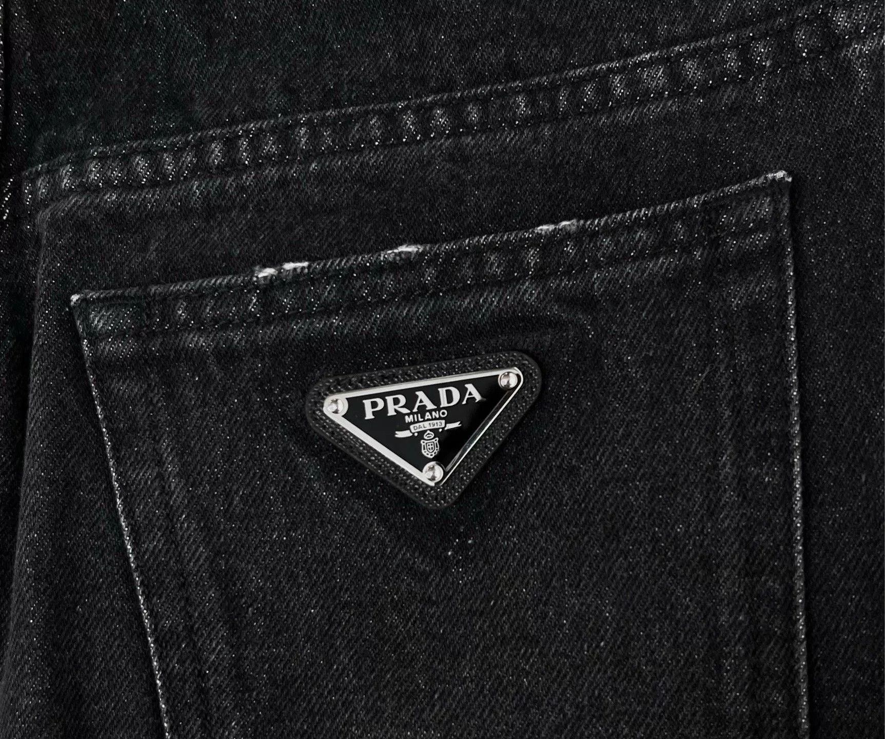 Prada Prada Washed Black Triangle Logo Split Denim Skirt Size US S / EU 44-46 / 1 - 4 Thumbnail