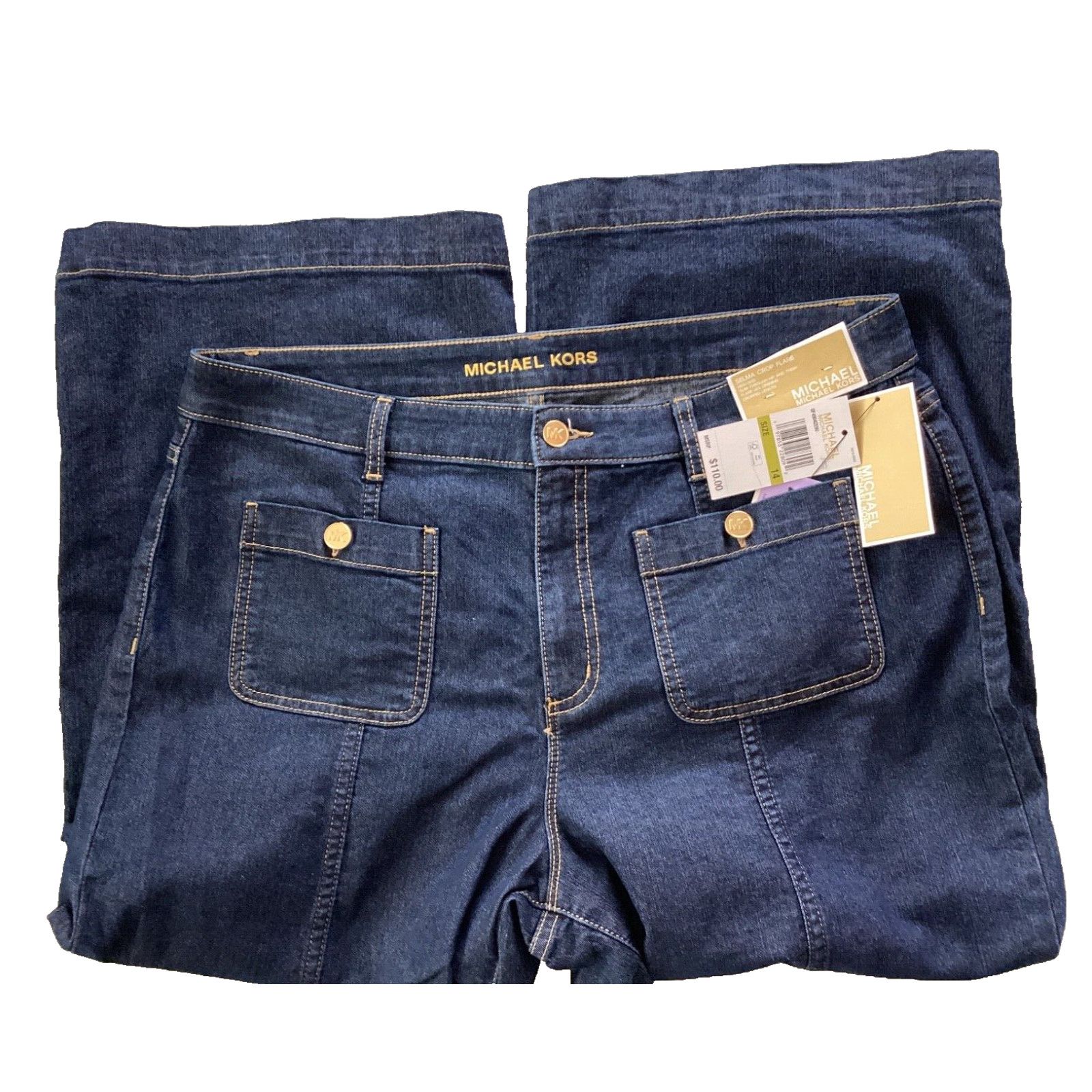 Michael Kors MICHAEL KORS SELMA CROP FLARE HIGH RISE SEAMED JEANS SZ 14 Size 36" / US 14 / IT 50 - 4 Thumbnail