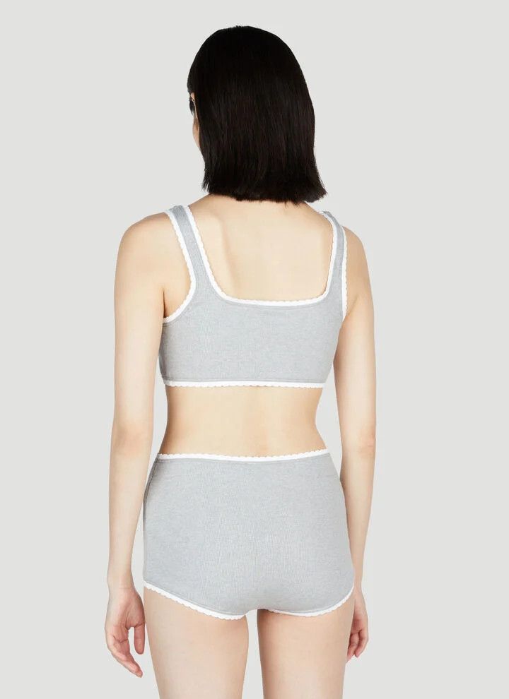 Miu Miu o1B3y1r0526 Logo Rib Crop Top in Grey Size S / US 4 / IT 40 - 4 Thumbnail