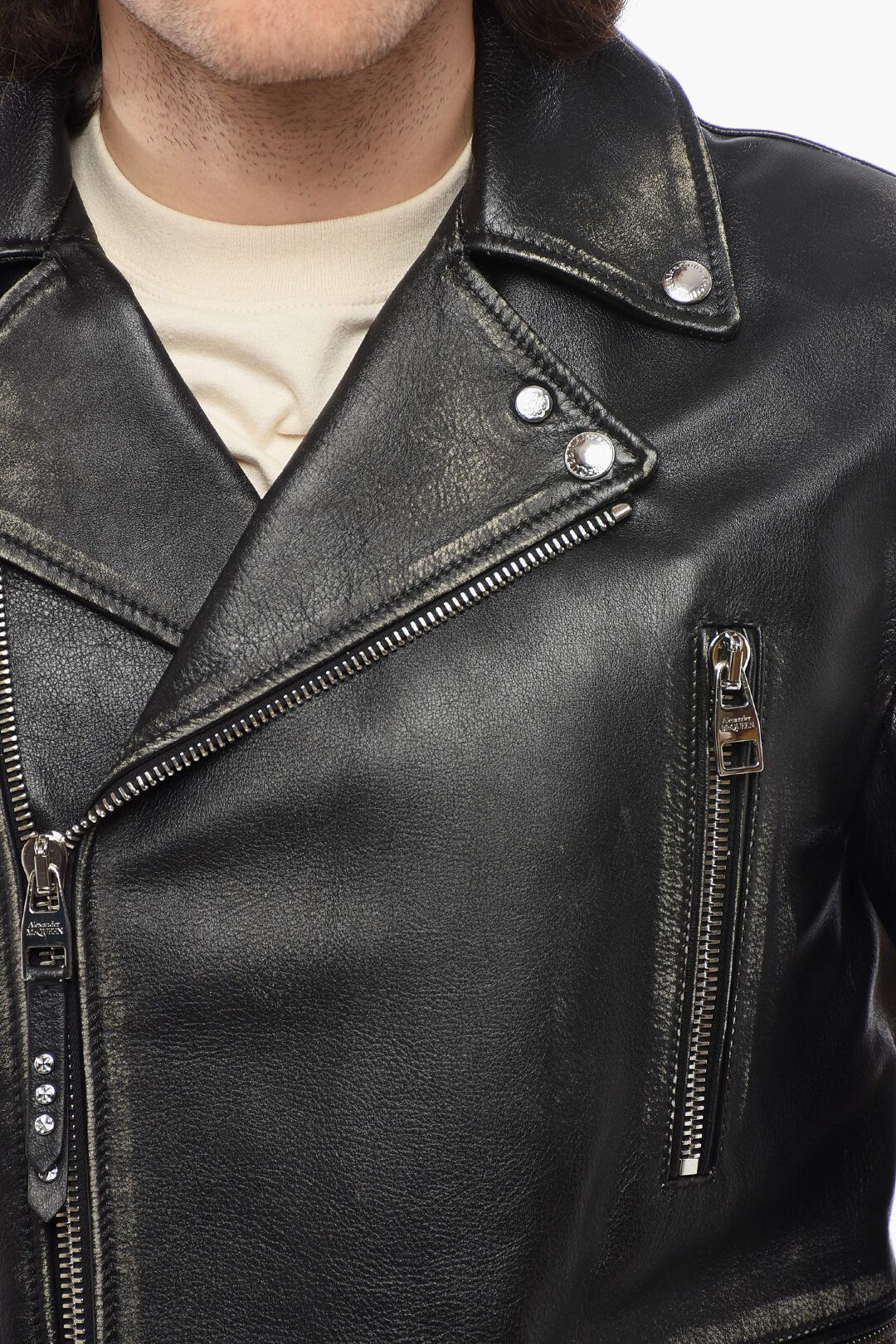 Alexander McQueen og1mm0925 Leather Biker Jacket in Black Size US M / EU 48-50 / 2 - 3 Thumbnail