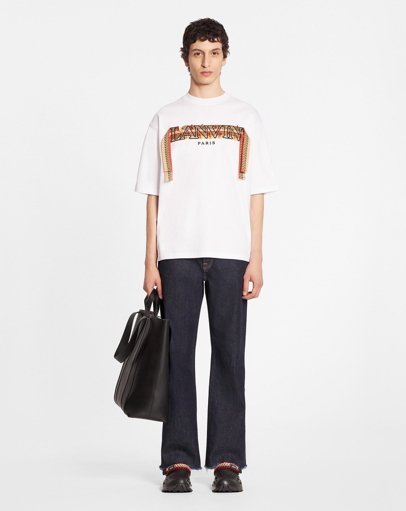 Lanvin o1w1db10225 Short Sleeve T-Shirt in White Size US M / EU 48-50 / 2 - 2 Thumbnail