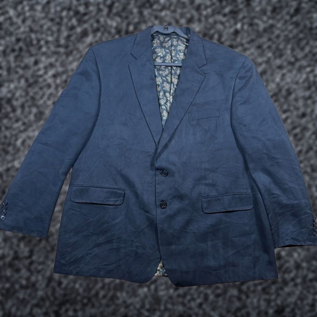 Ralph Lauren Lauren Ralph Lauren Blazer Mens 48R Black Faux Suede Paisley Lined Sport Coat Size 48R - 1 Thumbnail