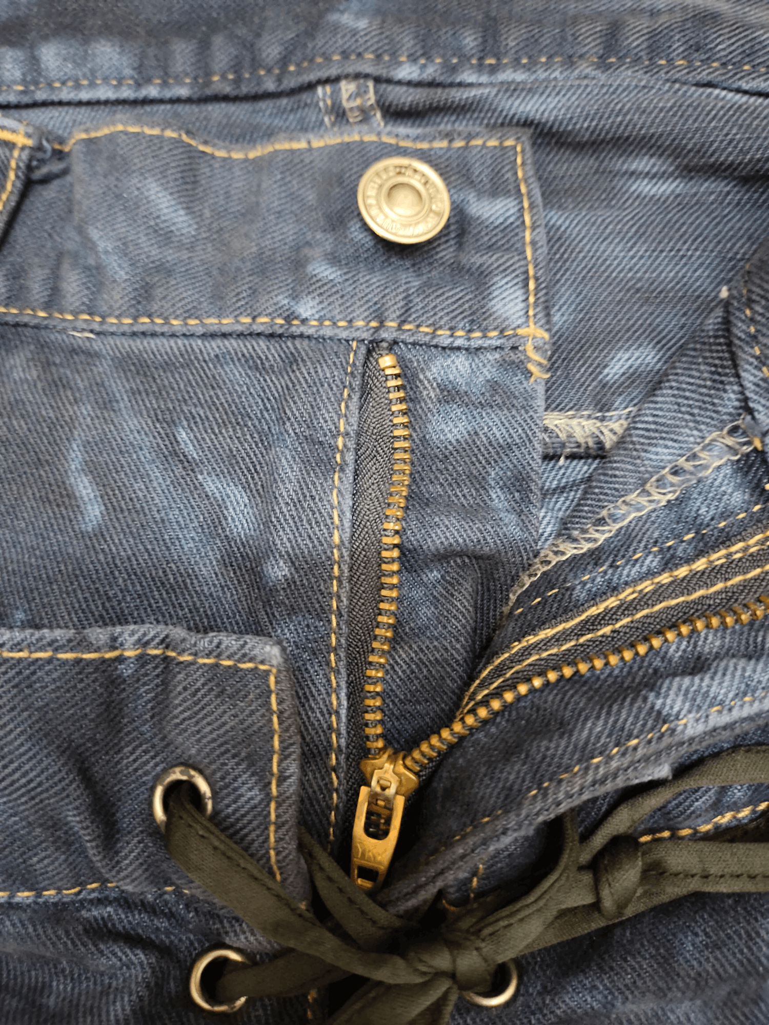 Japanese Brand PPFM Inspire Japanese Double Waist Distressed Dye Jeans 35 Size US 35 - 19 Thumbnail