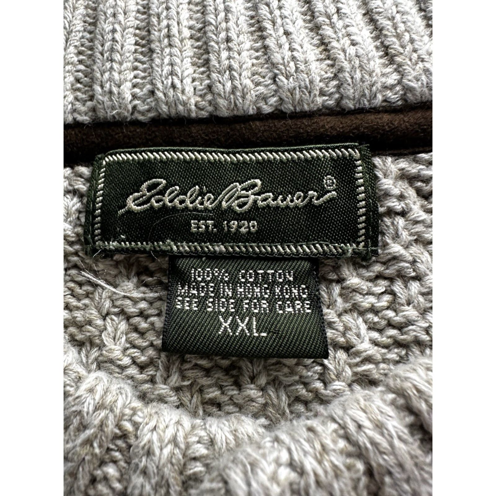 Eddie Bauer VTG Eddie Bauer Ribbed Henley Sweater Mens 2XL Beige Mock Neck Long Sleeve Cable-Knit 90s Vintage Debris: None Size US XXL / EU 58 / 5 - 6 Thumbnail