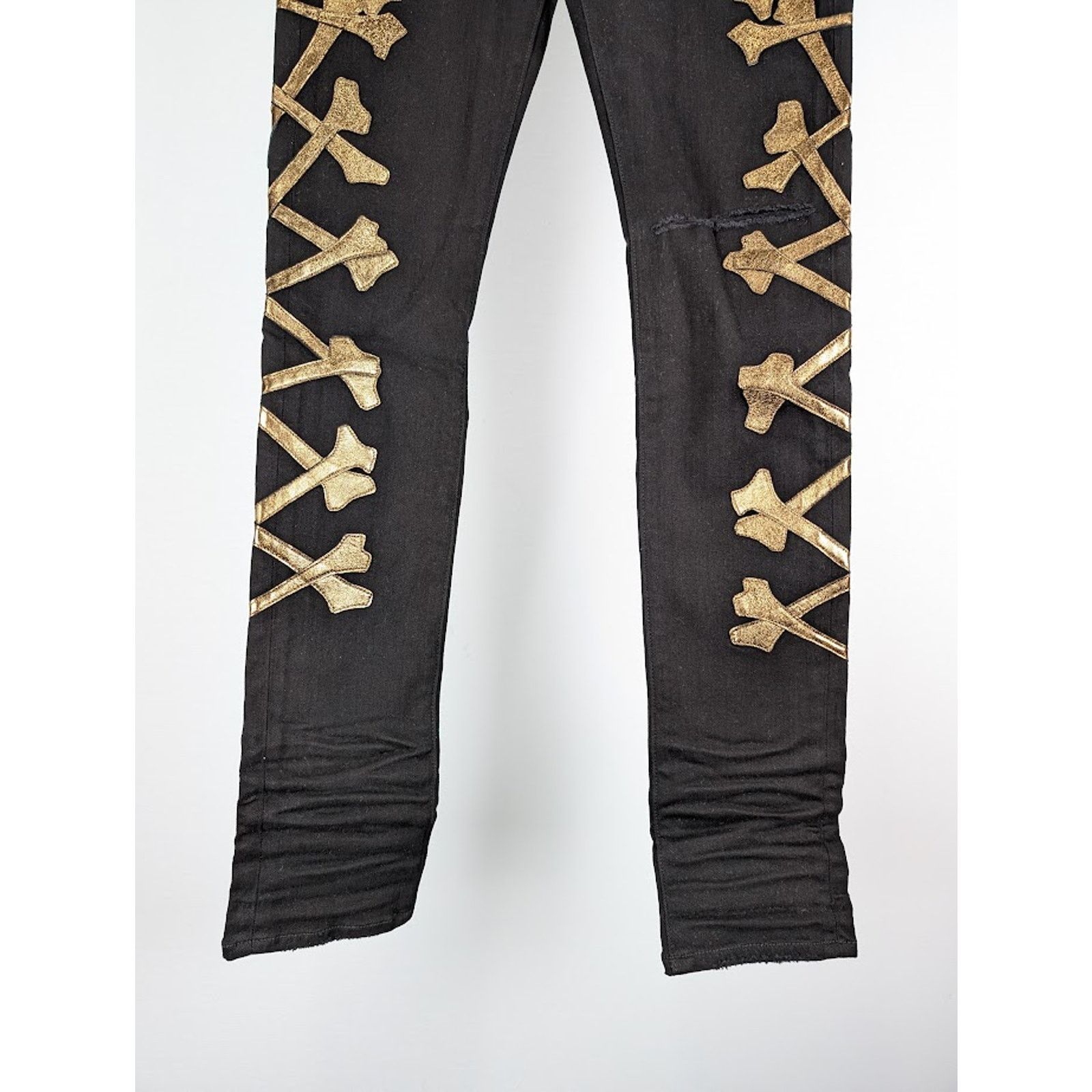 Amiri o1rshd1 Bones Jeans in Black/Gold Size US 31 - 4 Thumbnail