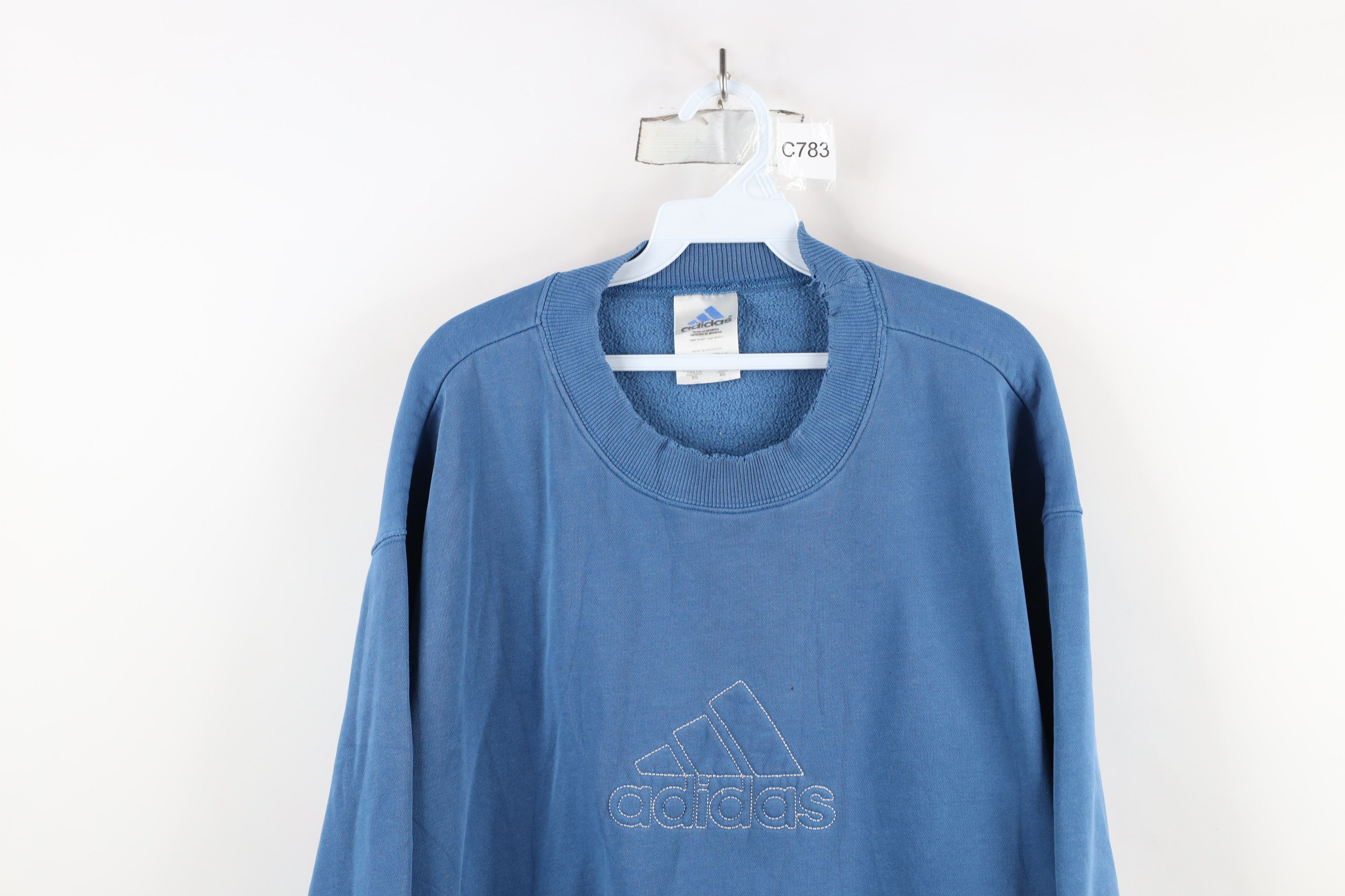 Adidas × Vintage Vintage 90s Adidas Spell Out Crewneck Sweatshirt Blue Size US XXL / EU 58 / 5 - 2 Thumbnail