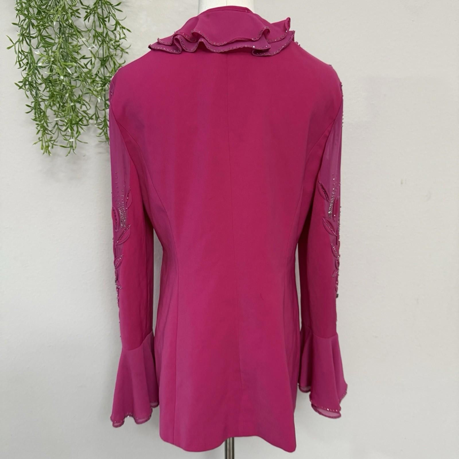 Designer Louise Ricci Fairy Beaded Ruffle Top Size L / US 10 / IT 46 - 6 Thumbnail