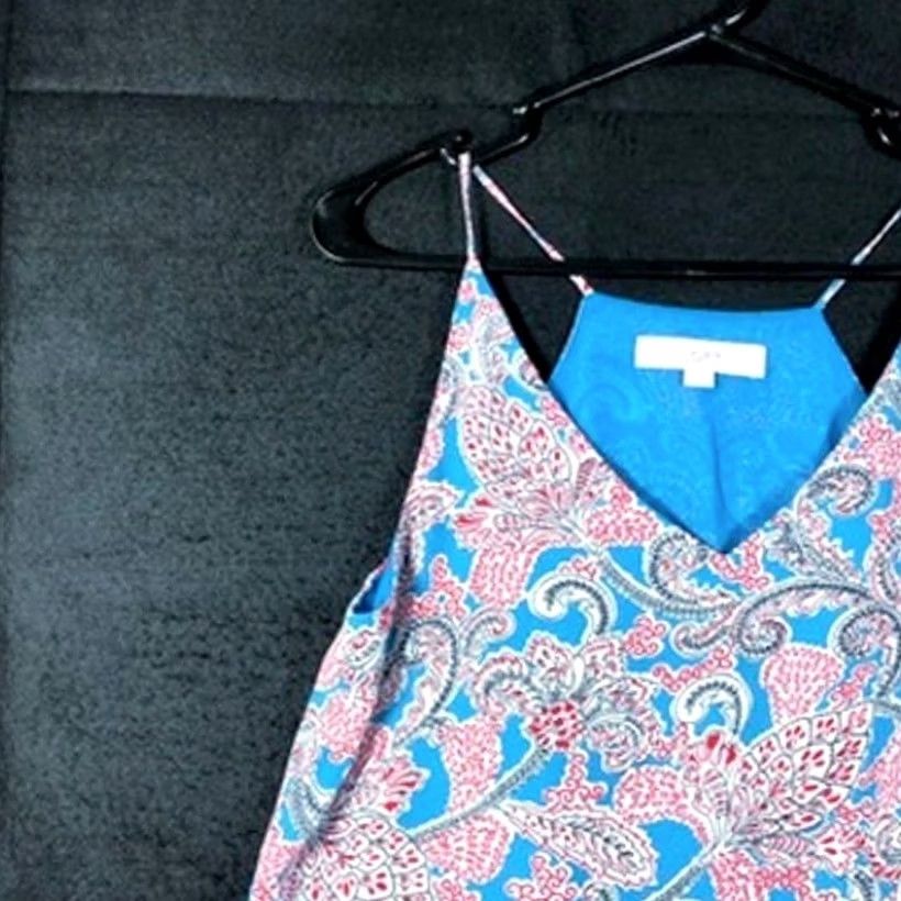 Loft LOFT Blouse Floral V-Neck Sleeveless Blue Pink White Lined Small Womens Shirt Summer Spring Casual Workwear Womens XS-S Size S / US 4 / IT 40 - 4 Thumbnail