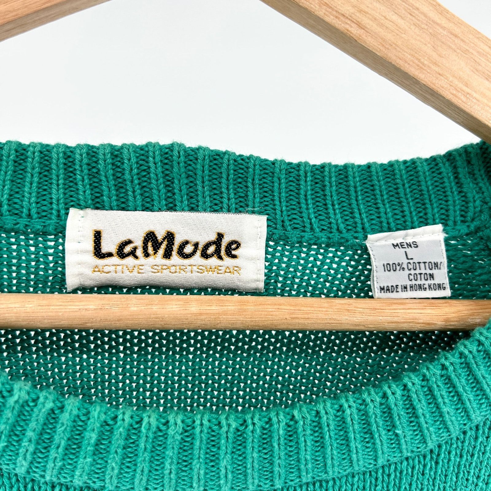 Vintage 80s LaMode Green 100% Cotton Golf Tournament Sweater Size US L / EU 52-54 / 3 - 6 Thumbnail