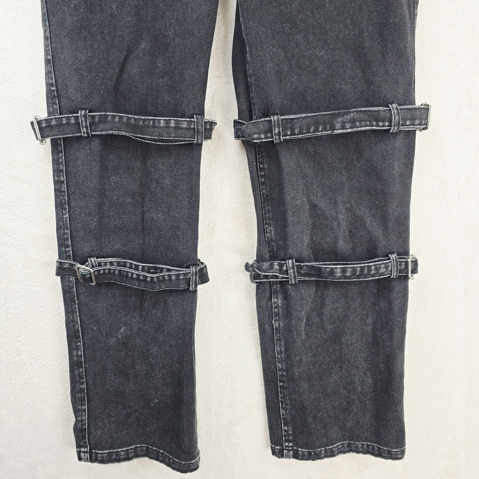 Other MODITEC Jeans 30x29 Black Buckle Strap Legs Goth Rave Emo Size US 30 / EU 46 - 5 Thumbnail