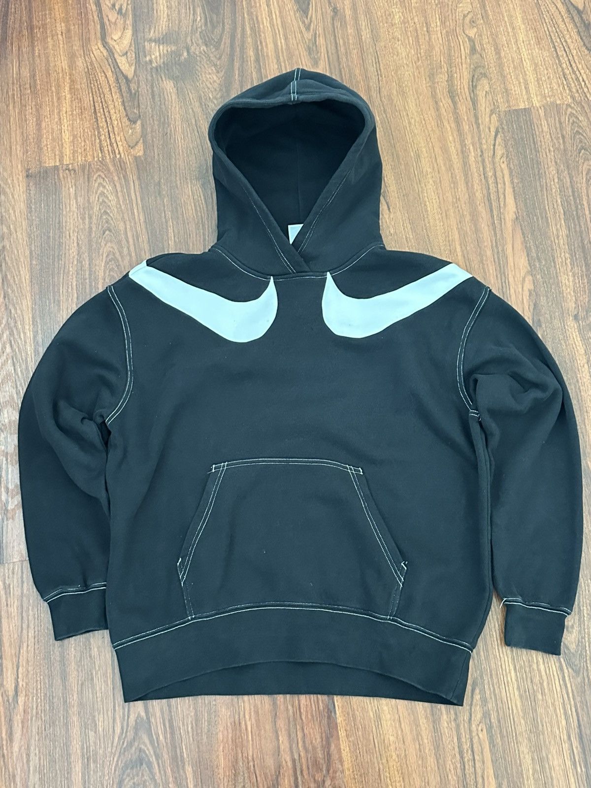 Hype × Nike × Vintage Nike Zip Hoodie Double Swoosh Big Back