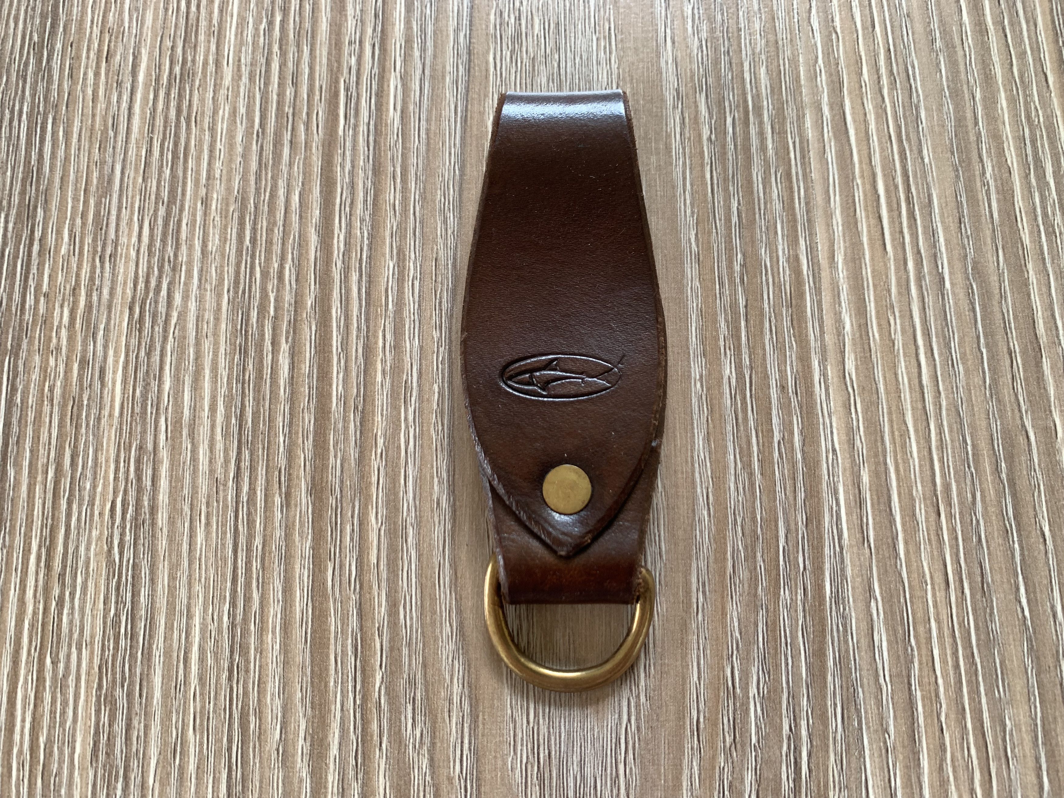 Handmade Brown Leather Keychain With Embossing Size ONE SIZE - 4 Thumbnail