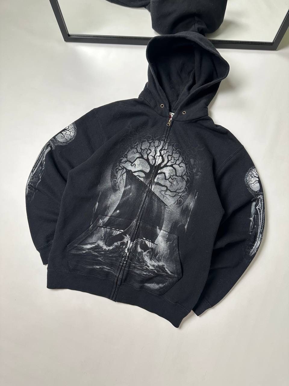 Band Tees × Japanese Brand × Vintage Vintage 90’s Tattoo Vibe Skull Gothic Opium Boxy Hoodie Size US M / EU 48-50 / 2 - 1 Thumbnail