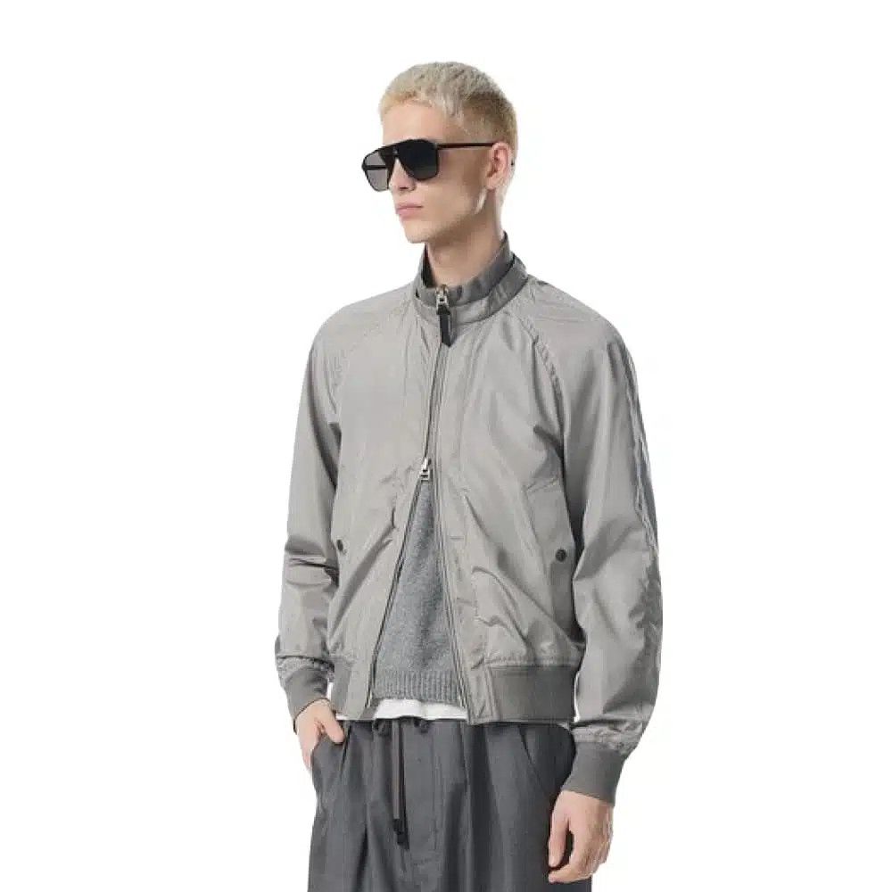 Tom Ford o1loc1c0326 OBS038 Taffeta Knit Collar Bomber Jacket Silver Size US M / EU 48-50 / 2 - 2 Thumbnail