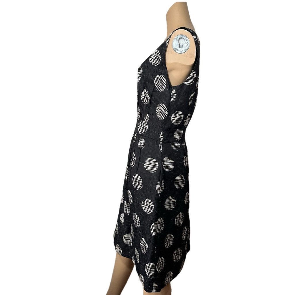 Banana Republic Banana Republic Tan Polka Dot Black Linen Fit Flare Dress 10 Size L / US 10 / IT 46 - 8 Thumbnail
