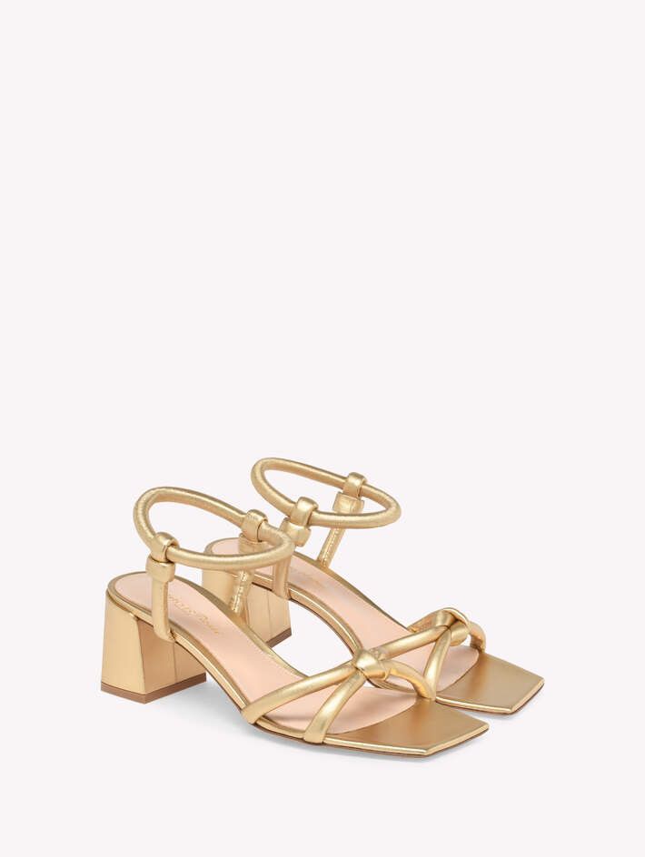 Gianvito Rossi o1s22i1n0425 Juno 55 Sandals in Gold Size US 7 / IT 37 - 2 Thumbnail