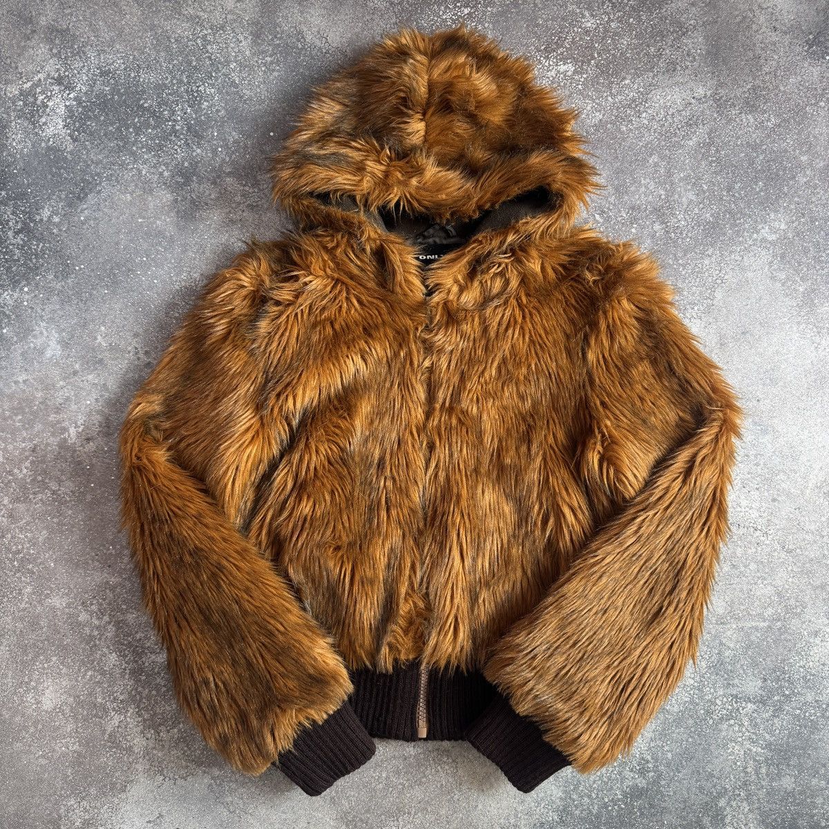 20471120 Y2K Vintage Faux Fur Fuzzy Hooded Bomber Jacket Size M / US 6-8 / IT 42-44 - 1 Thumbnail