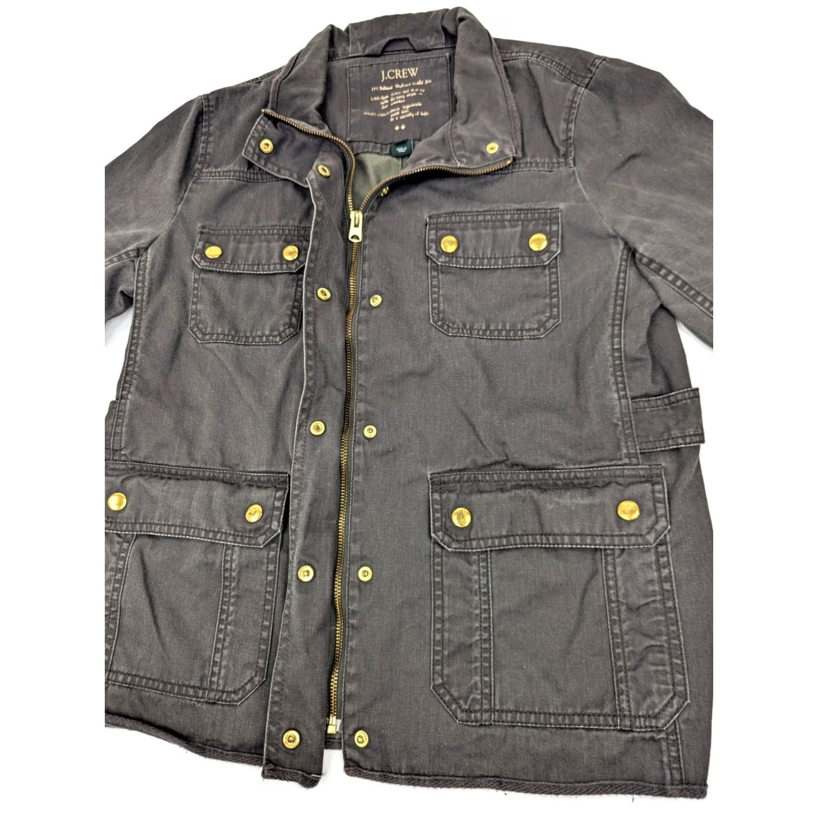 J.Crew J. Crew Field Jacket M Olive Green Cotton Relaxed Boyfriend w Gold Snaps Women Size M / US 6-8 / IT 42-44 - 3 Thumbnail