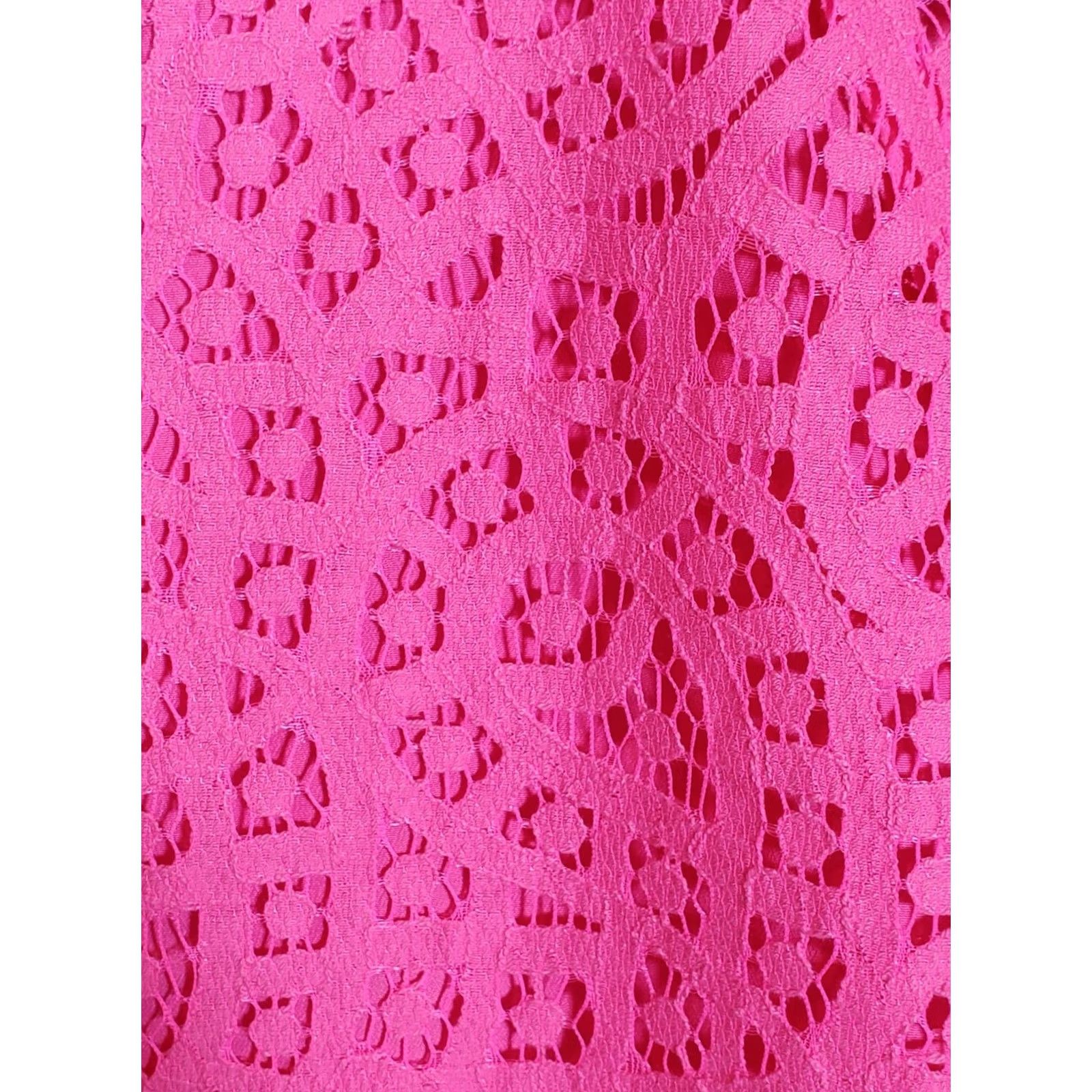 J.Crew J.CREW Blouse Womens 6 Pink Bright Raindrop Lace Scalloped Hem Women Size Size M / US 6-8 / IT 42-44 - 3 Thumbnail