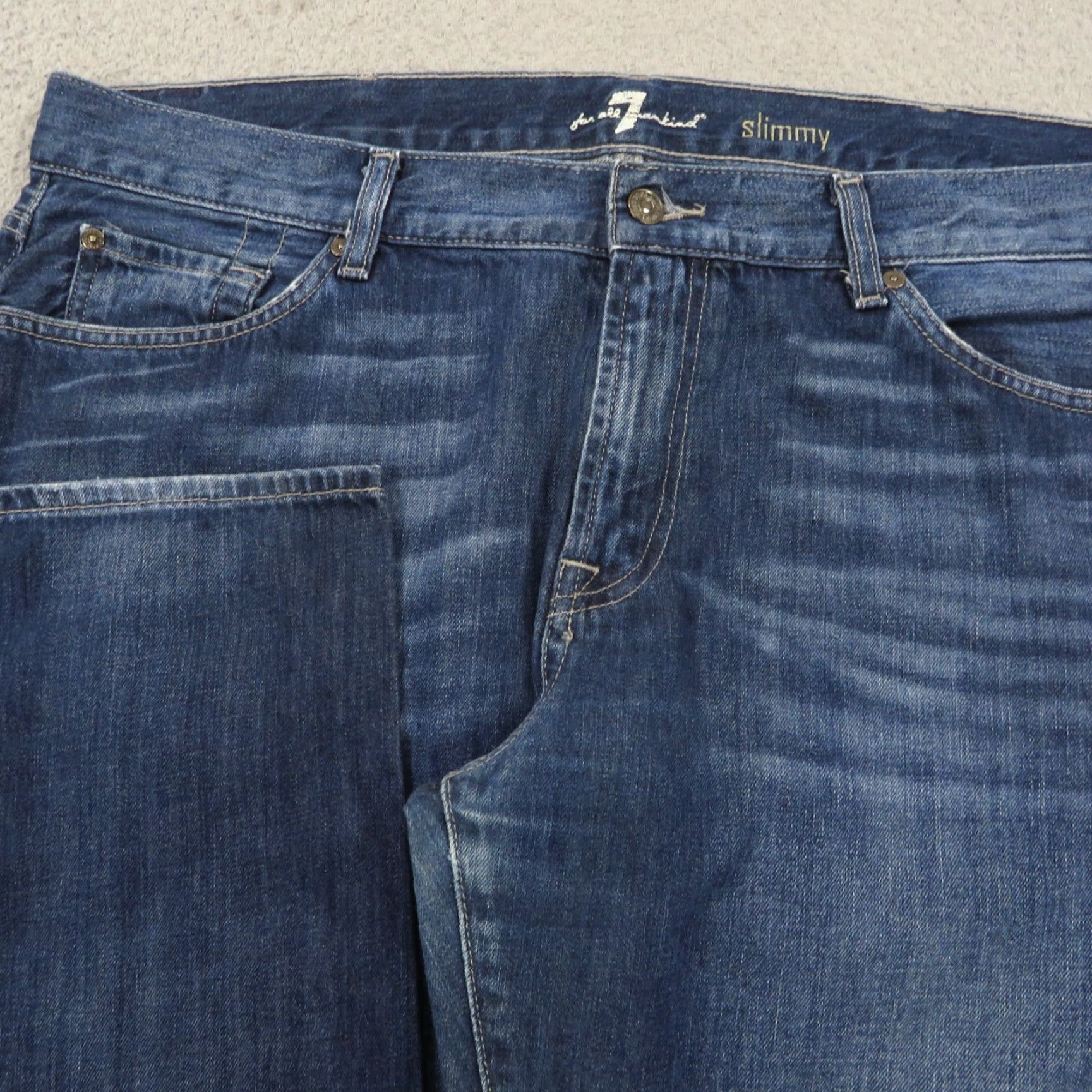 7 For All Mankind 7 For All Mankind Jeans Mens Slim 40x34 Dark Wash 100% Cotton Denim 5-Pocket Style Straight Size US 40 / EU 56 - 2 Thumbnail
