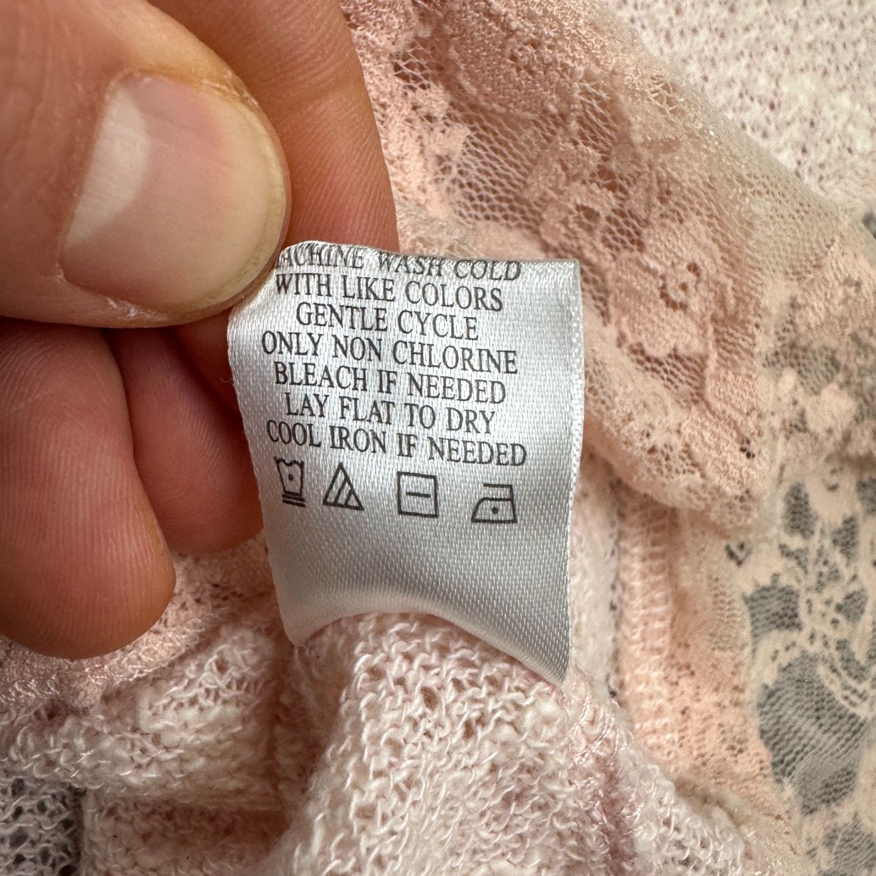 Almost Famous Almost Famous Knit Pullover Sweater Womens Pink Dolman Sleeve Marled Lace Trim Knit Size L / US 10 / IT 46 - 7 Thumbnail