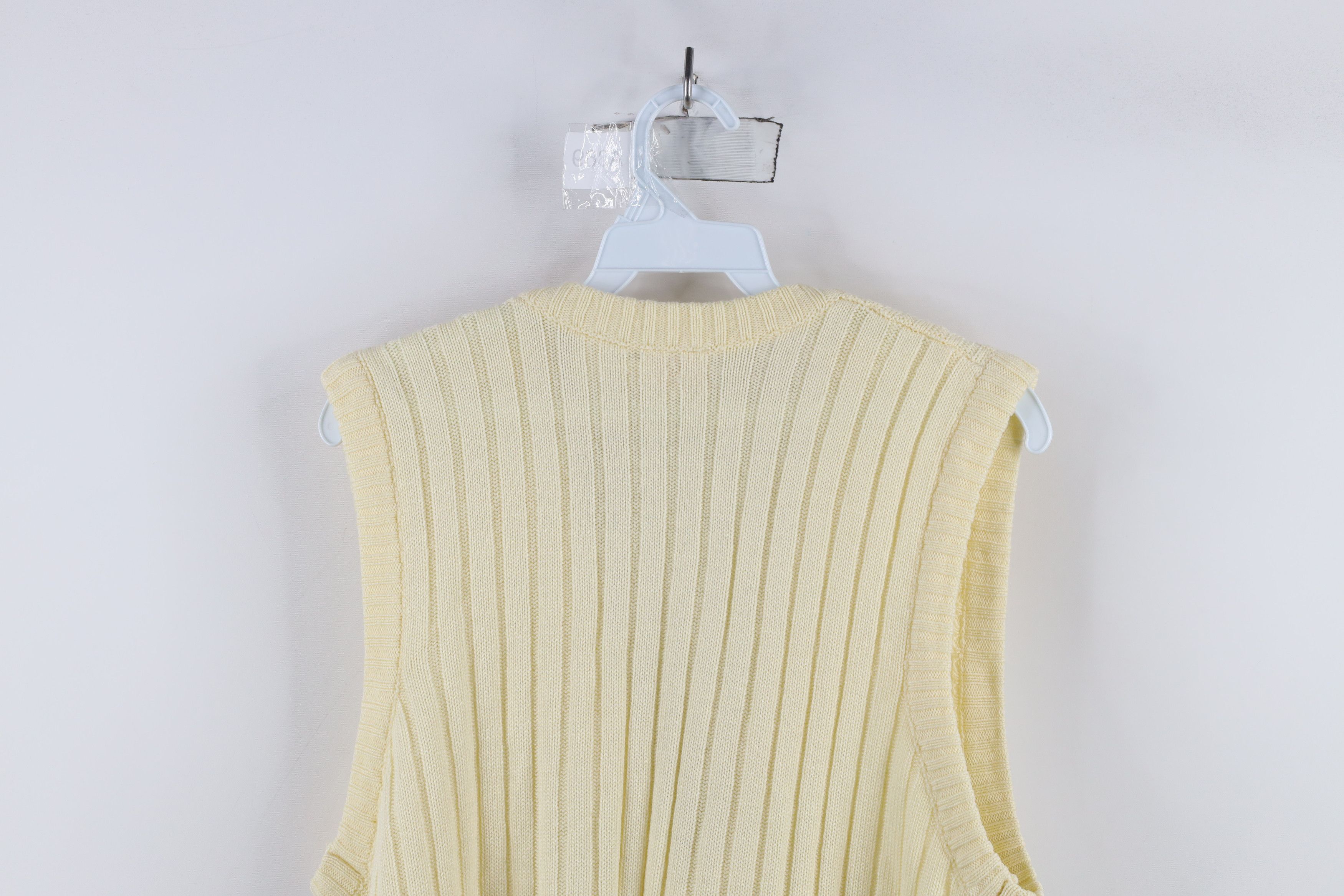 Vintage Vintage 90s Streetwear Ribbed Cardigan Sweater Vest Cream Size L / US 10 / IT 46 - 9 Thumbnail