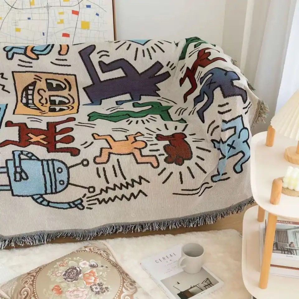 Japanese Brand × Vintage Textile City Ins Jigsaw Puzzle Throw Blanket 90x90cm Size ONE SIZE - 4 Thumbnail