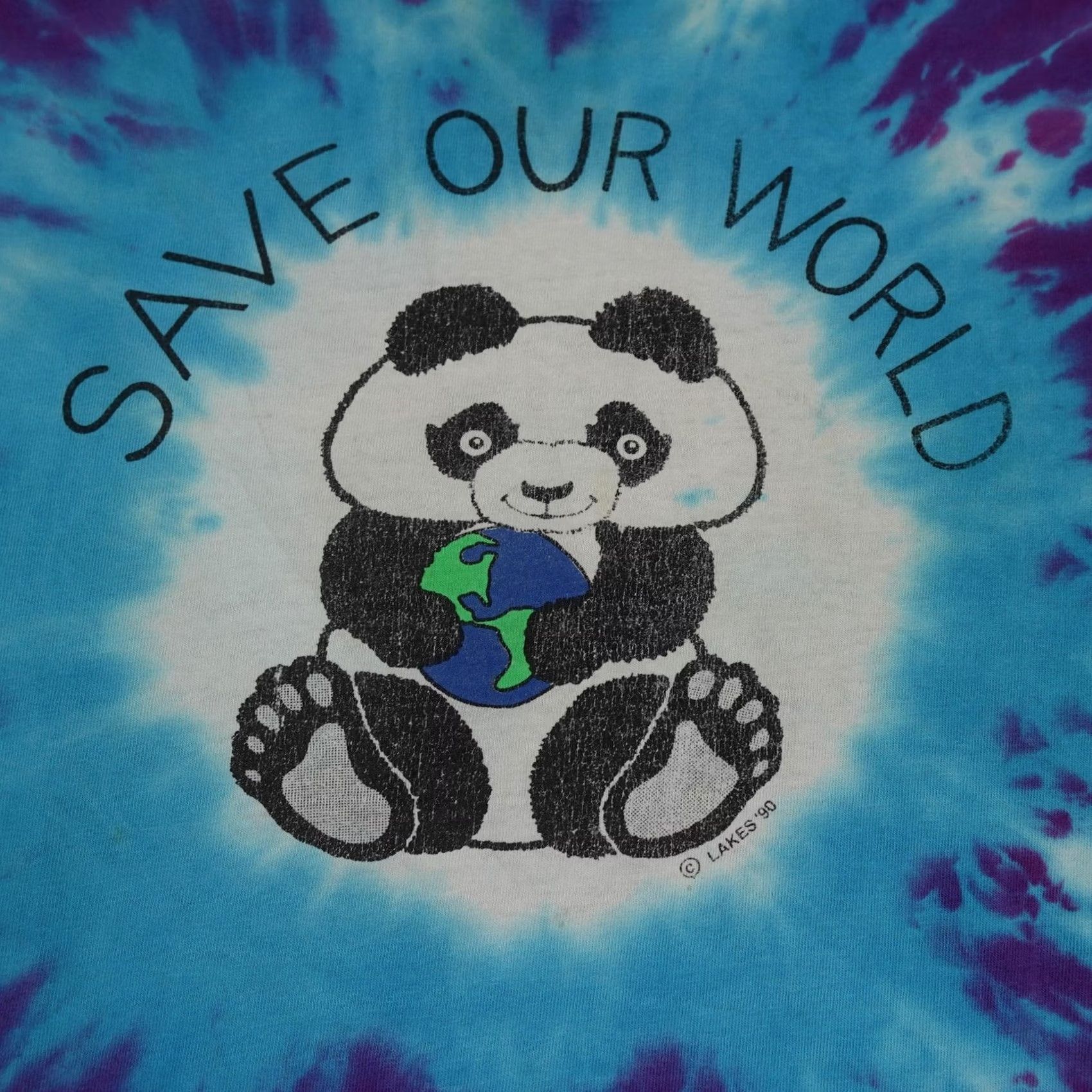 Lee VINTAGE Save Our World Panda Shirt Mens XL Blue Purple Tie Dye Made in USA 90s Size US XL / EU 56 / 4 - 5 Thumbnail