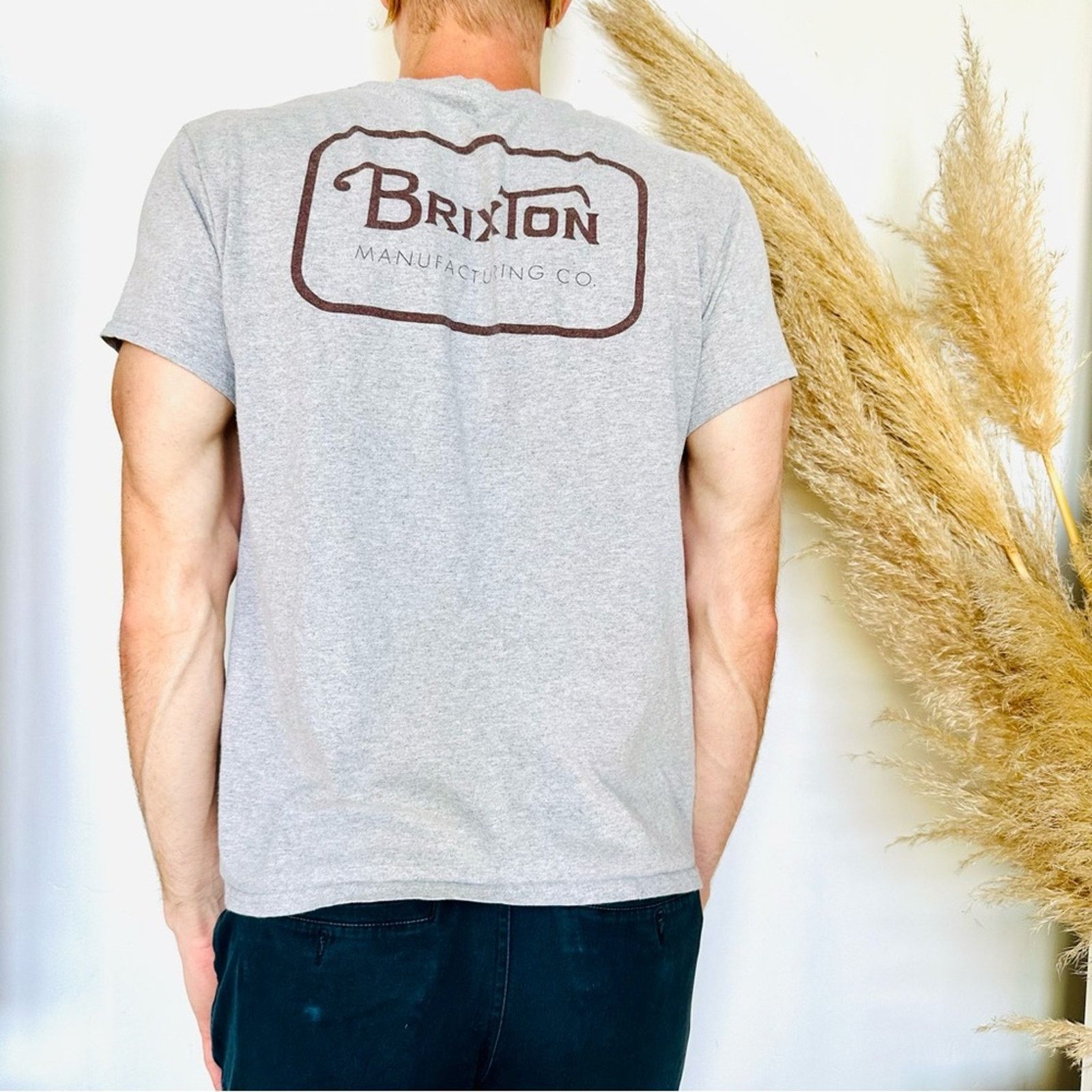 Brixton BRIXTON Heather Grey Brown Logo Short Sleeve Tee T Shirt Top Size US M / EU 48-50 / 2 - 6 Thumbnail