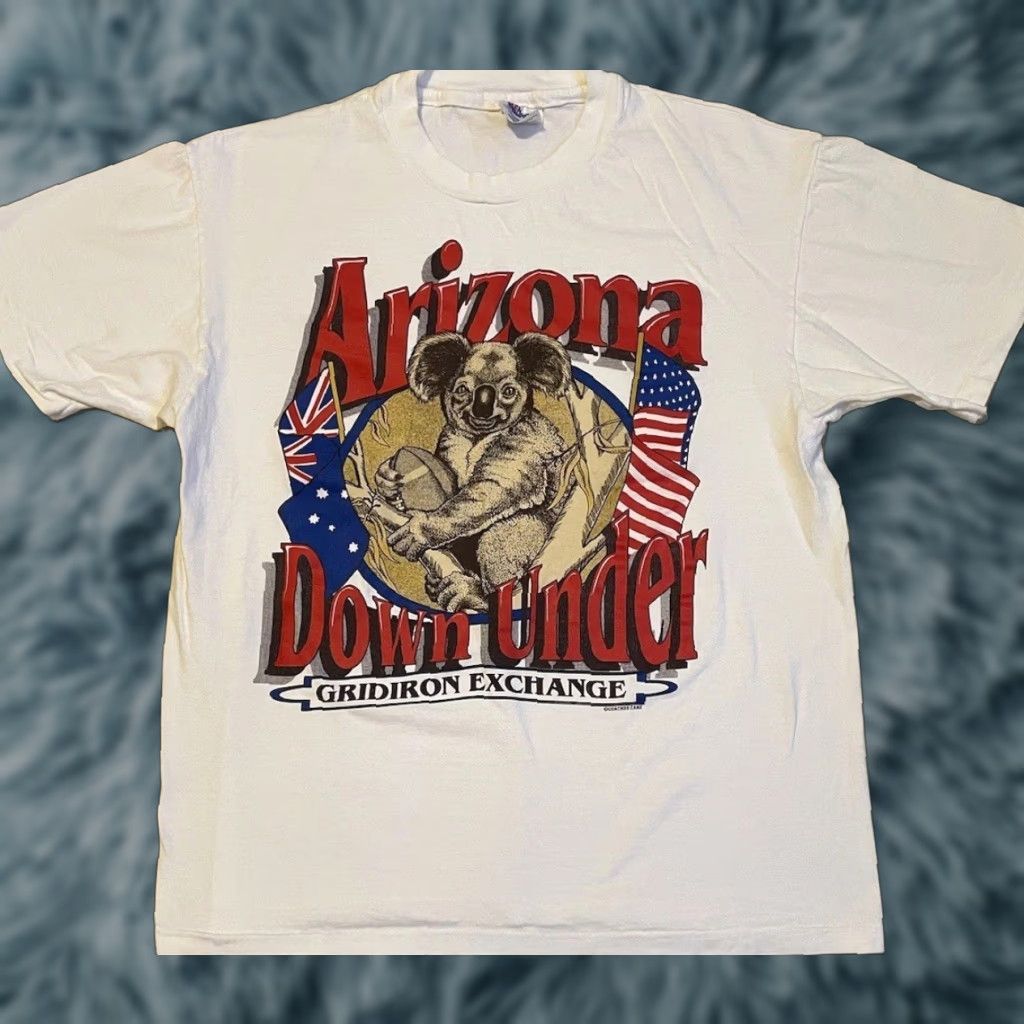 Vintage VINTAGE 90s Arizona Koala Football Shirt M White Mens T-Shirt Grunge Animal USA 80s Retro Sports College Football Size US M / EU 48-50 / 2 - 1 Thumbnail