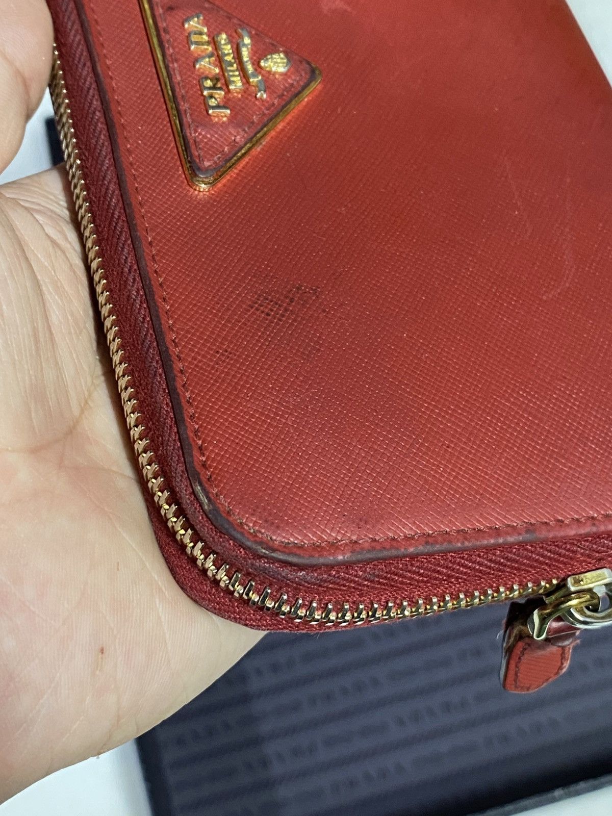 Prada Prada Red Womens Leather Long Wallet Preowned Size ONE SIZE - 9 Thumbnail