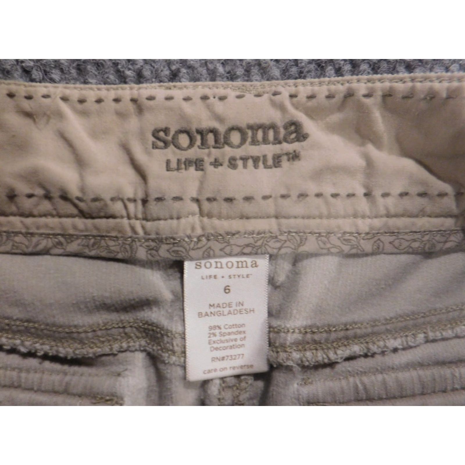 Vintage Sonoma Skirt Women 6 Beige A-Line Knee Length Zip Lined Knit Cotton Casual Regular Mid Rise Size 28" / US 6 / IT 42 - 6 Thumbnail