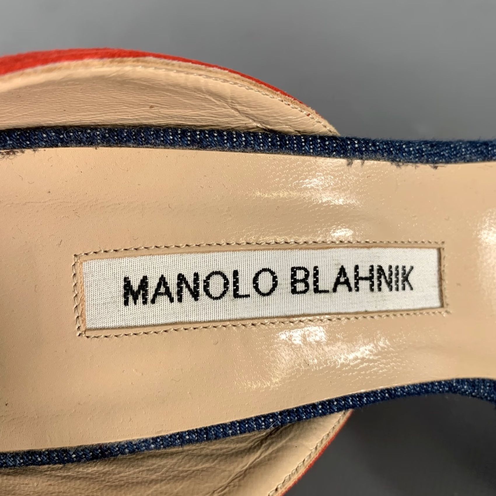 Manolo Blahnik MANOLO BLAHNIK Pumps Two Tone Suede Pointed Toe Blue Red Size 9.5 Women US Shoes Size US 10 / IT 40 - 8 Thumbnail