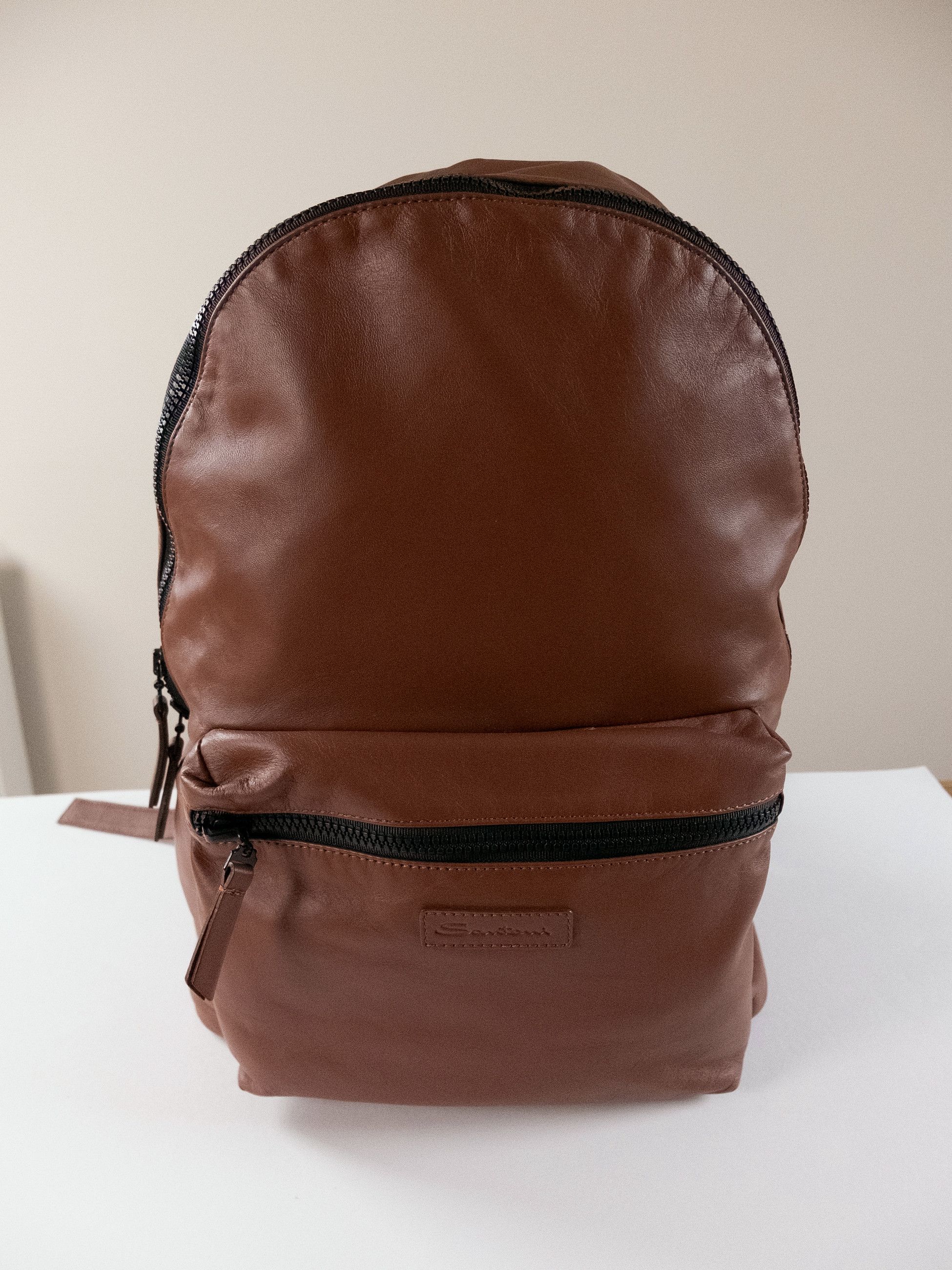 Santoni SANTONI brown lightweight soft leather backpack authentic Size ONE SIZE - 3 Thumbnail