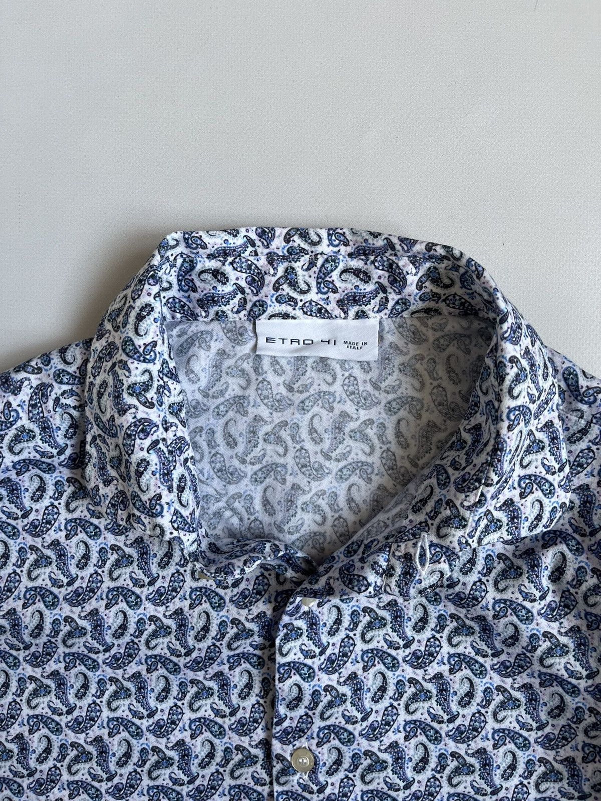 Etro × La Martina × Polo Ralph Lauren Etro Milano Men Blue Paisley Button Up Shirt Size US M / EU 48-50 / 2 - 2 Thumbnail