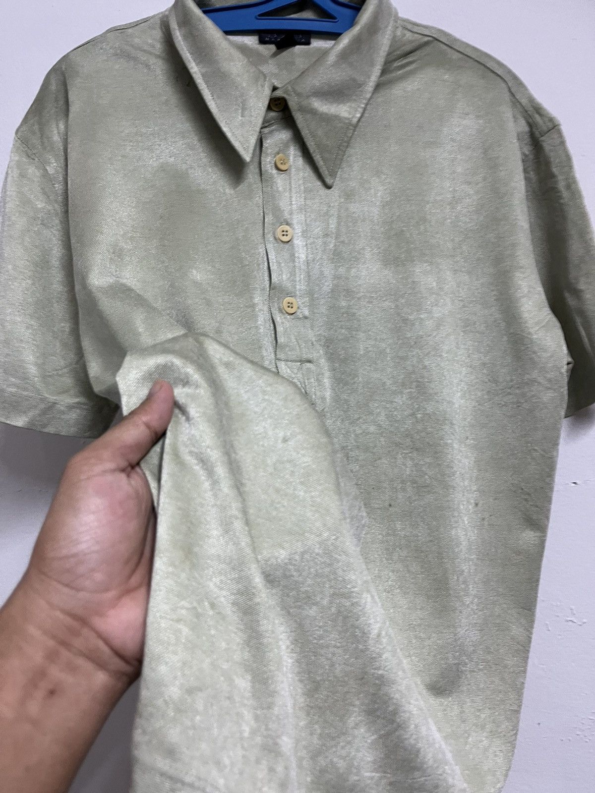 Bcbgmaxazria 💥Exclusive Fabrics BCBG MAX AZRIA Shiny Acetate Polo Shirts Size US L / EU 52-54 / 3 - 4 Thumbnail