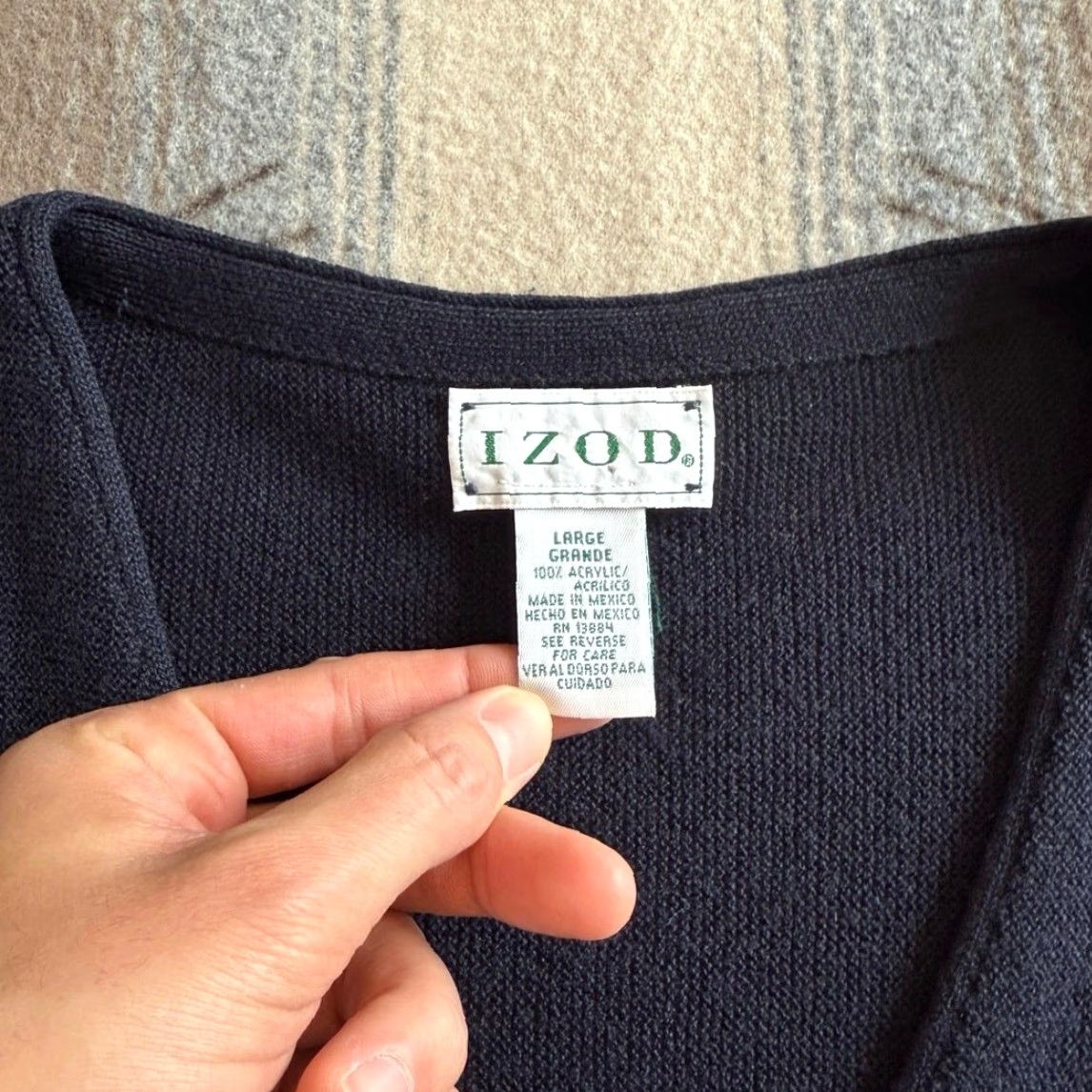 Izod VINTAGE 90s IZOD Cardigan Knit Sweater Mens L Blue Embroidered Regular Knit Long Sleeve Casual Size US L / EU 52-54 / 3 - 3 Thumbnail