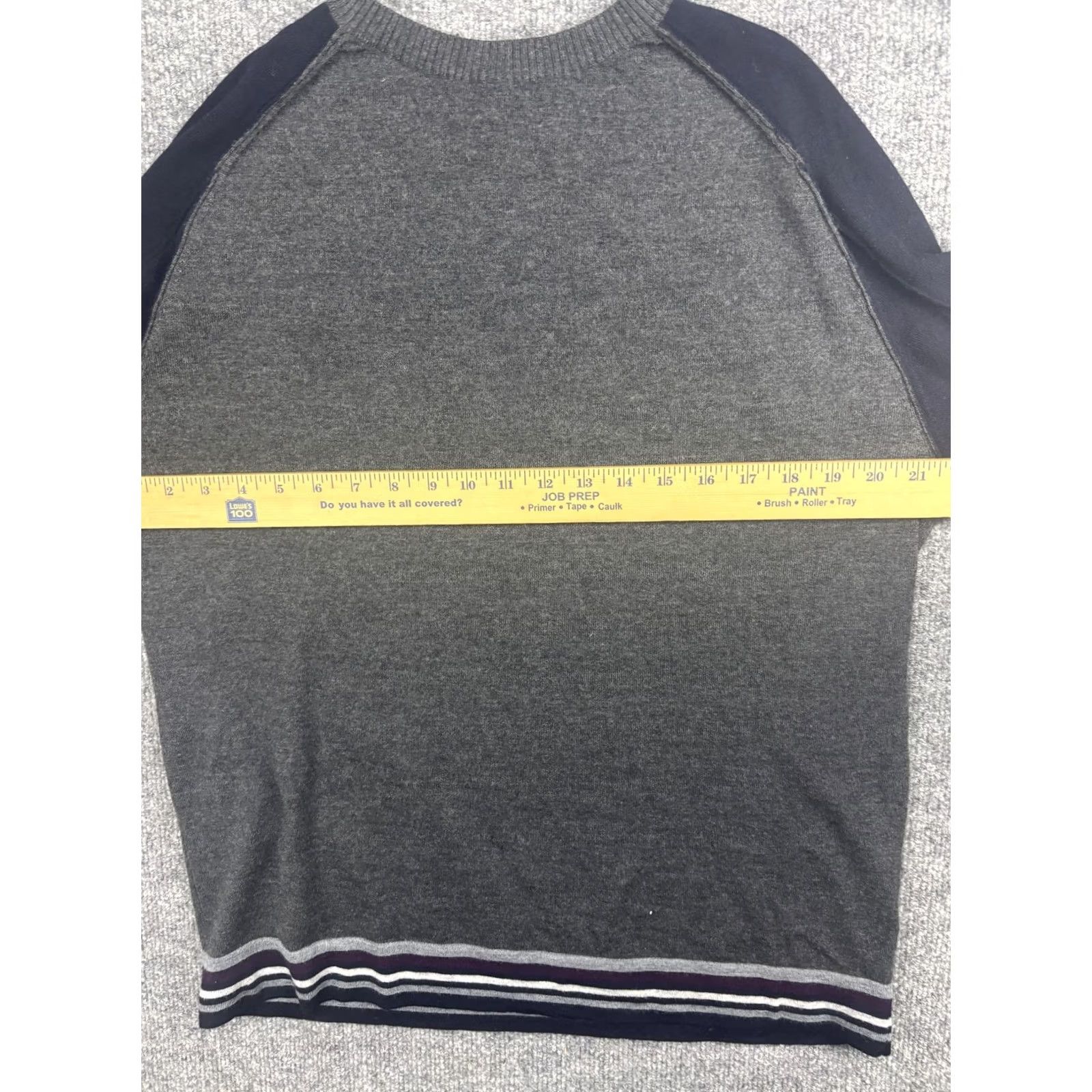 J Brand Good Man Brand Sweater Mens Large Gray Navy Merino Wool Pullover Crewneck Stripe Size US L / EU 52-54 / 3 - 5 Thumbnail