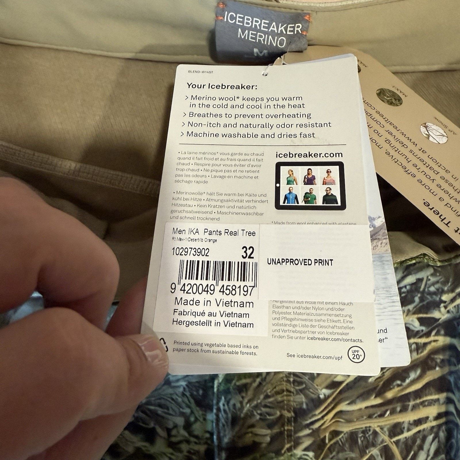 Icebreaker Icebreaker Merino IKA Pants Multicolor Real Tree Camouflage Size US 32 / EU 48 - 6 Thumbnail