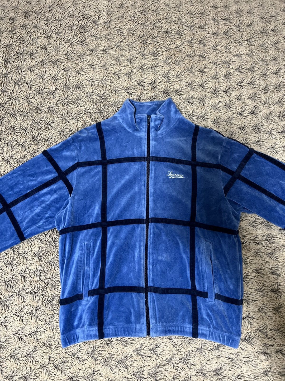 Supreme Supreme Grid Taping Velour Jacket Size US S / EU 44-46 / 1 - 1 Thumbnail