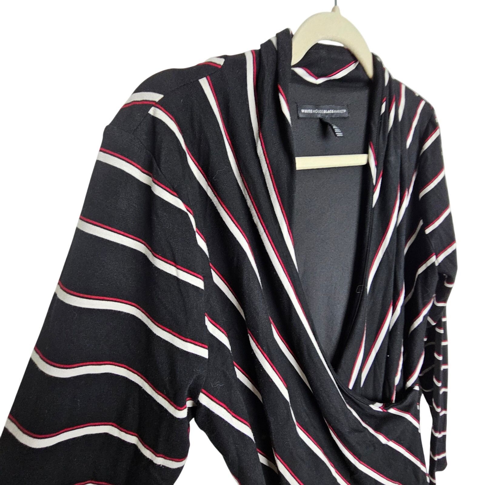 White House Black Market White House Black Market Blouse Black Striped Surplice Top S Size S / US 4 / IT 40 - 5 Thumbnail