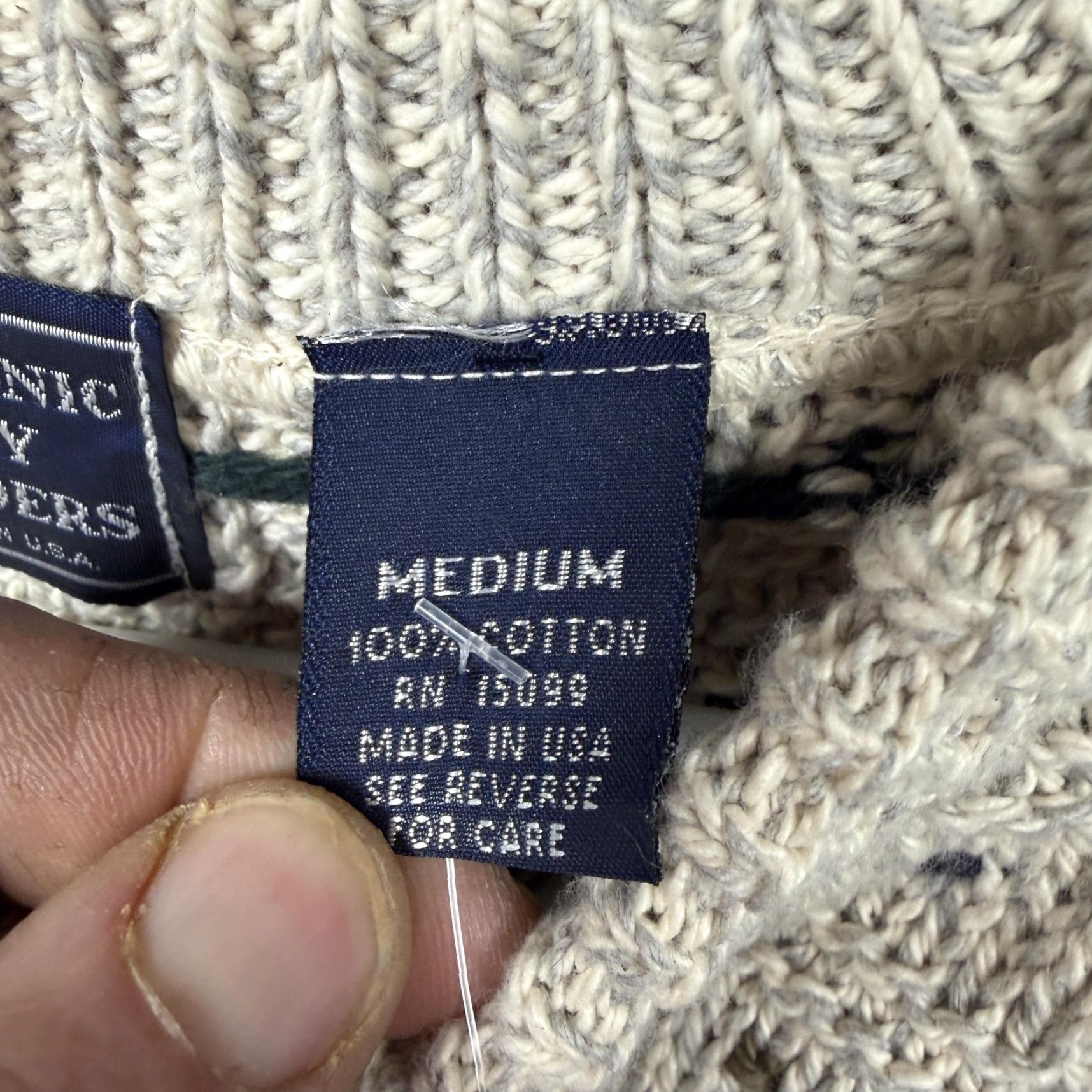 Vintage VINTAGE Peconic Bay Traders Sweater M Beige Geometric Chunky-Knit Heavyweight Mens Crew Neck Pullover, 100% Cotton, Winter, Casual Size US M / EU 48-50 / 2 - 7 Thumbnail
