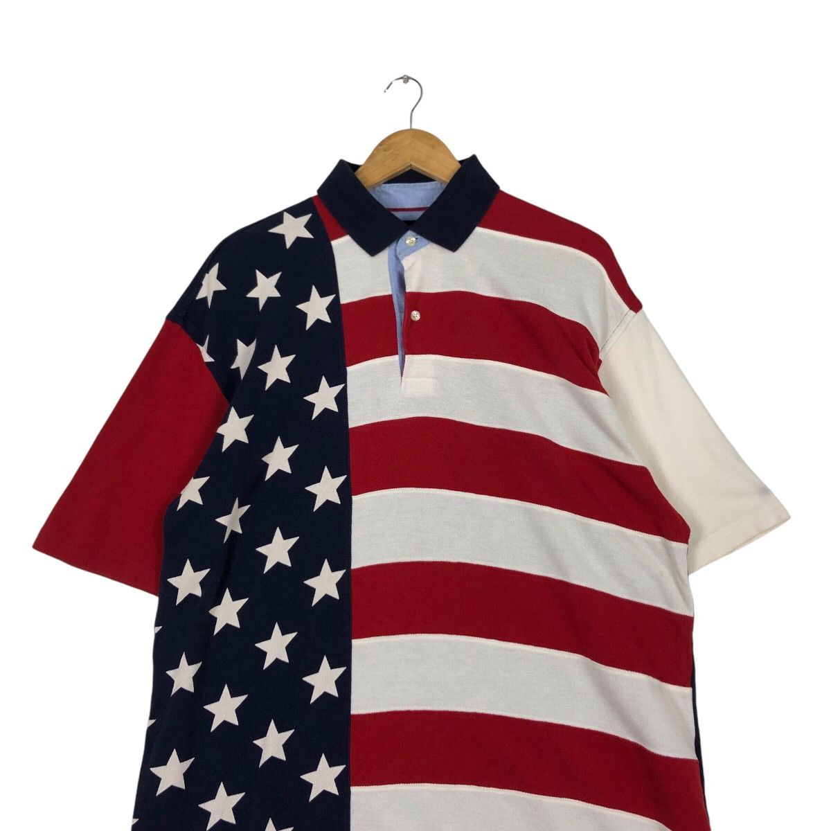 Japanese Brand × Tommy Hilfiger Tommy Hilfiger Polo Shirt Rare Design American Flag Size US L / EU 52-54 / 3 - 2 Thumbnail