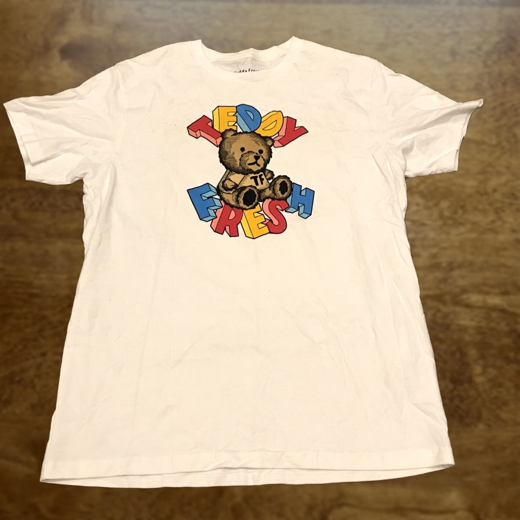 Teddy Fresh Fresh Teddy Bears T-Shirt Mens L White Cotton Knit Crew Neck Short Sleeve Multicolor Bear Animal All Seasons Size US L / EU 52-54 / 3 - 1 Thumbnail