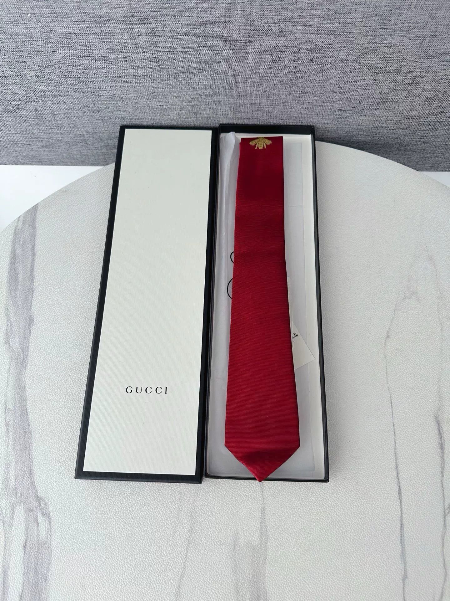 Gucci Gucci Bee Embroidery Silk Tie Size ONE SIZE - 1 Thumbnail