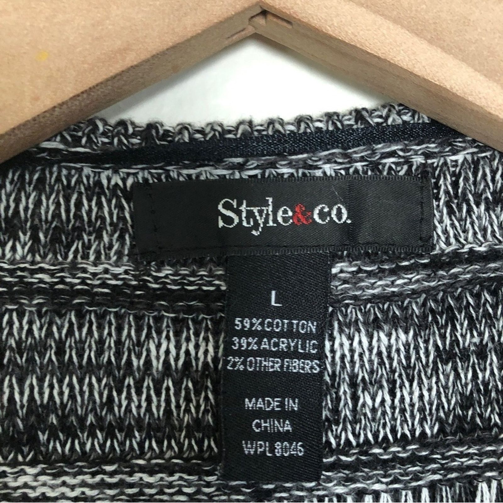 Other Style & Co. Knit Black Gray White Draped Cardigan Sweater Size L / US 10 / IT 46 - 5 Thumbnail