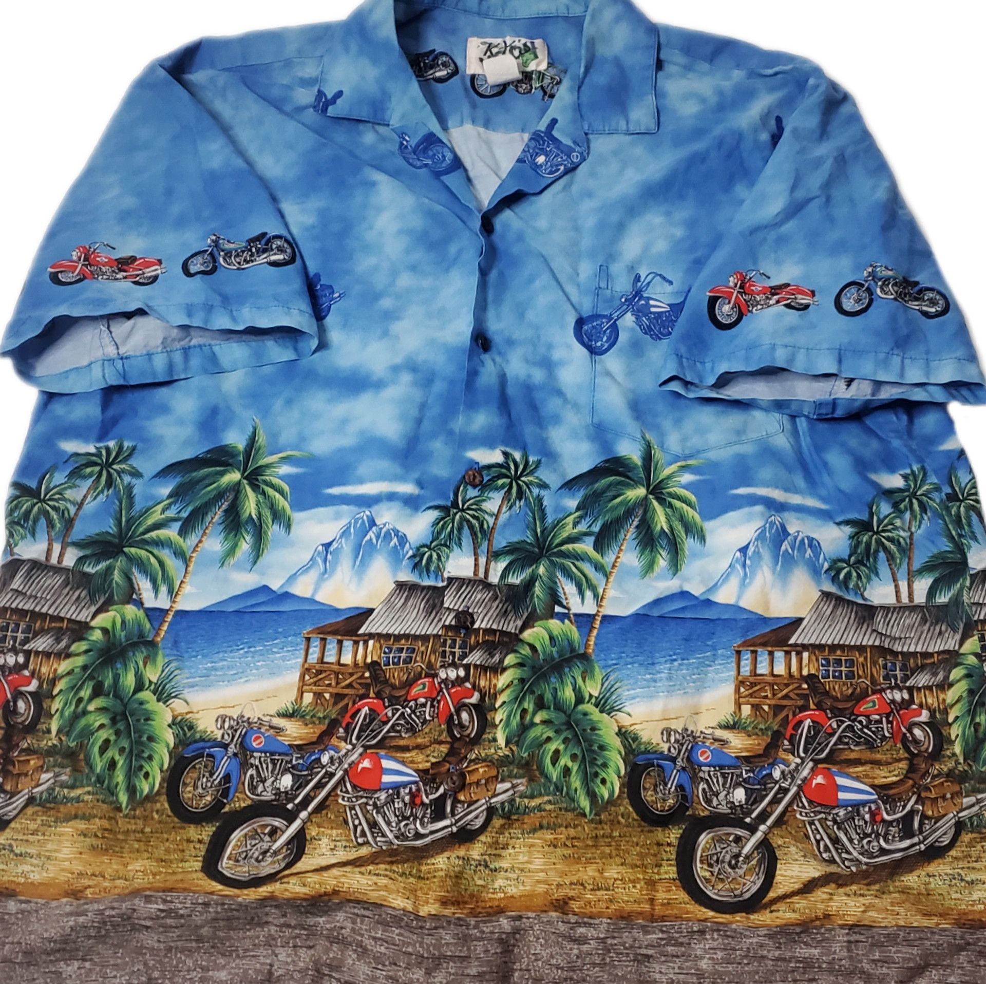 Vintage 90s All Over Print Hawaiian Biker Button Up Size US XL / EU 56 / 4 - 2 Thumbnail