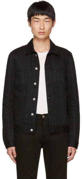 image of Acne Studios Black Denim Trucker Jacket (Blå Konst), Men's (Size XS)