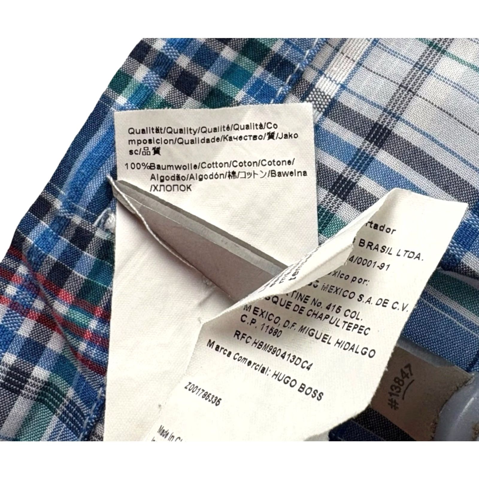 Hugo Boss HUGO BOSS Men’s Shirt Cotton Plaid Button-Down Blue Medium Size US M / EU 48-50 / 2 - 4 Thumbnail