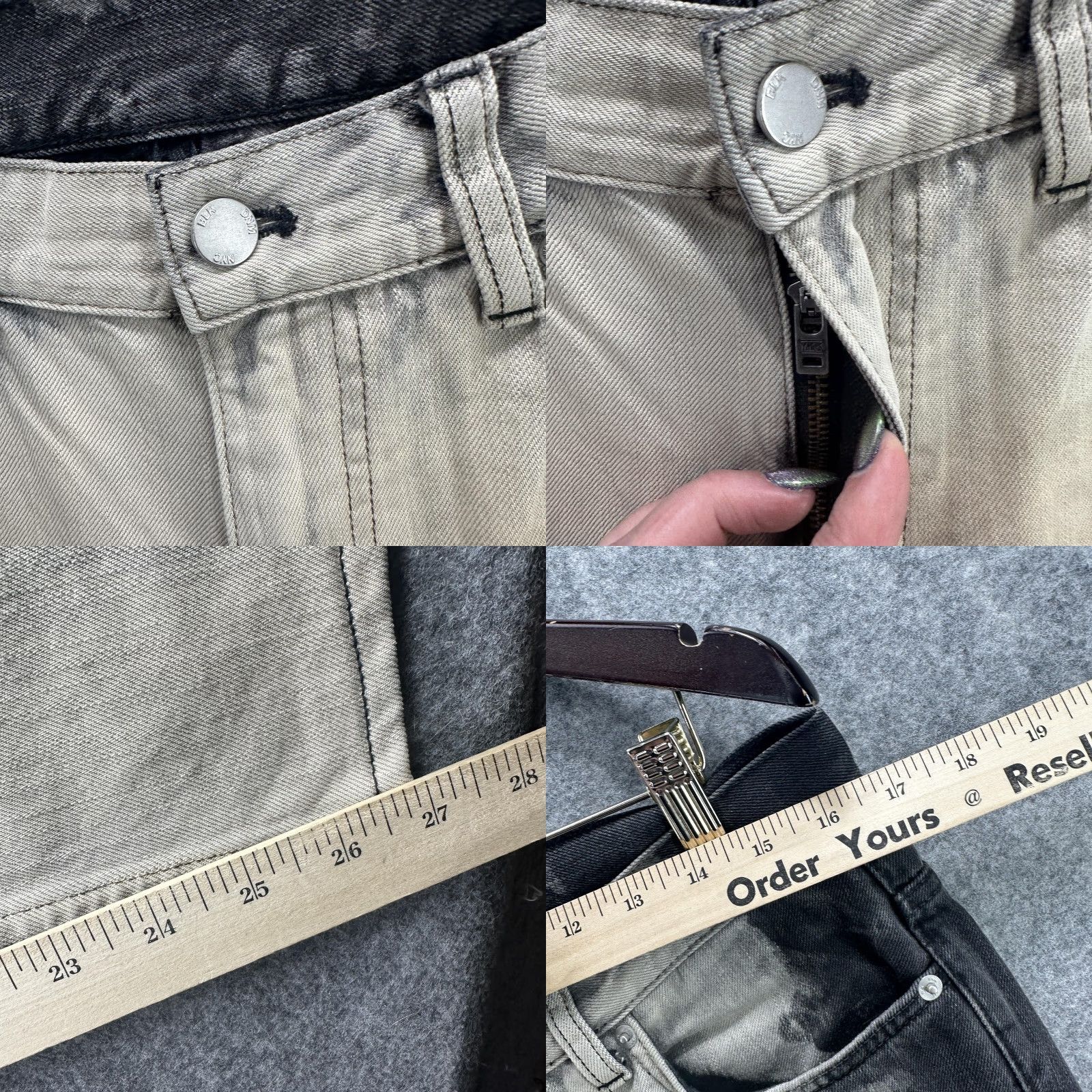 Denime BLK DNM Jeans Mens Gray Bleach Wash Slim Tapered Denim Pants Streetwear Size US 33 - 8 Thumbnail